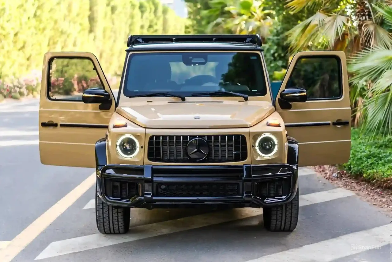 Mercedes G63 Gold Front View at Twin Turbo Car Rental